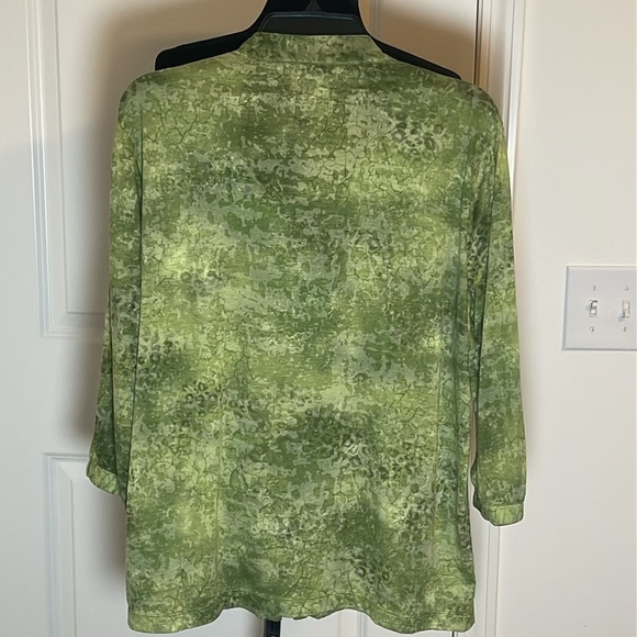 A la carte Long Sleeve Zipper Blouse Green Size L - Picture 2 of 5